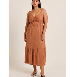 Abercrombie Empire Waist Babydoll Maxi Dress Terracotta Size XL
